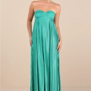Lulu's Strapless Teal Maxi Dress